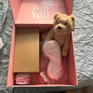 Pink Gift Box with Teddy Bear and Sleep Mask